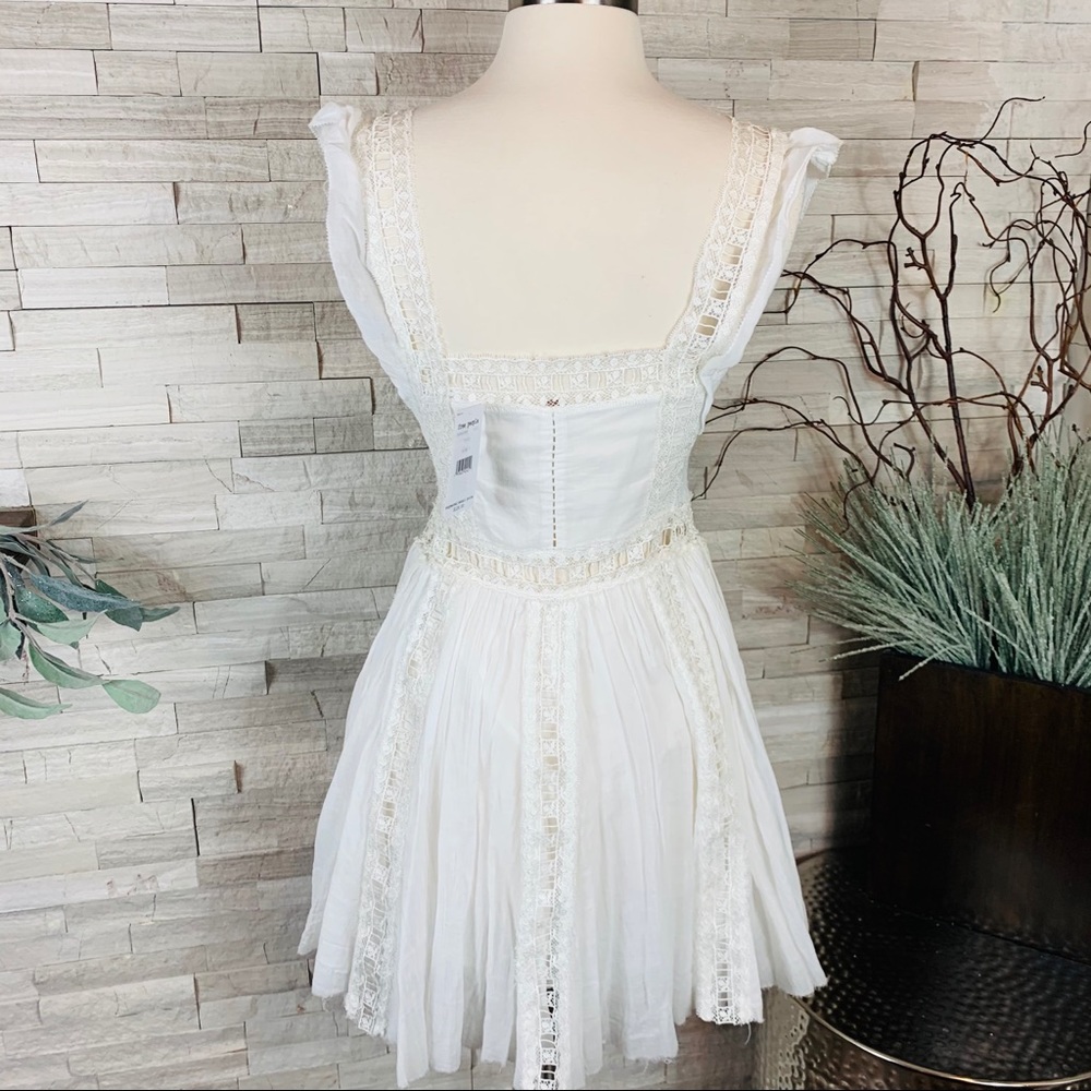 Free People NWT Ivory Verona Lace Cut Out Dress - Picture 6 of 14